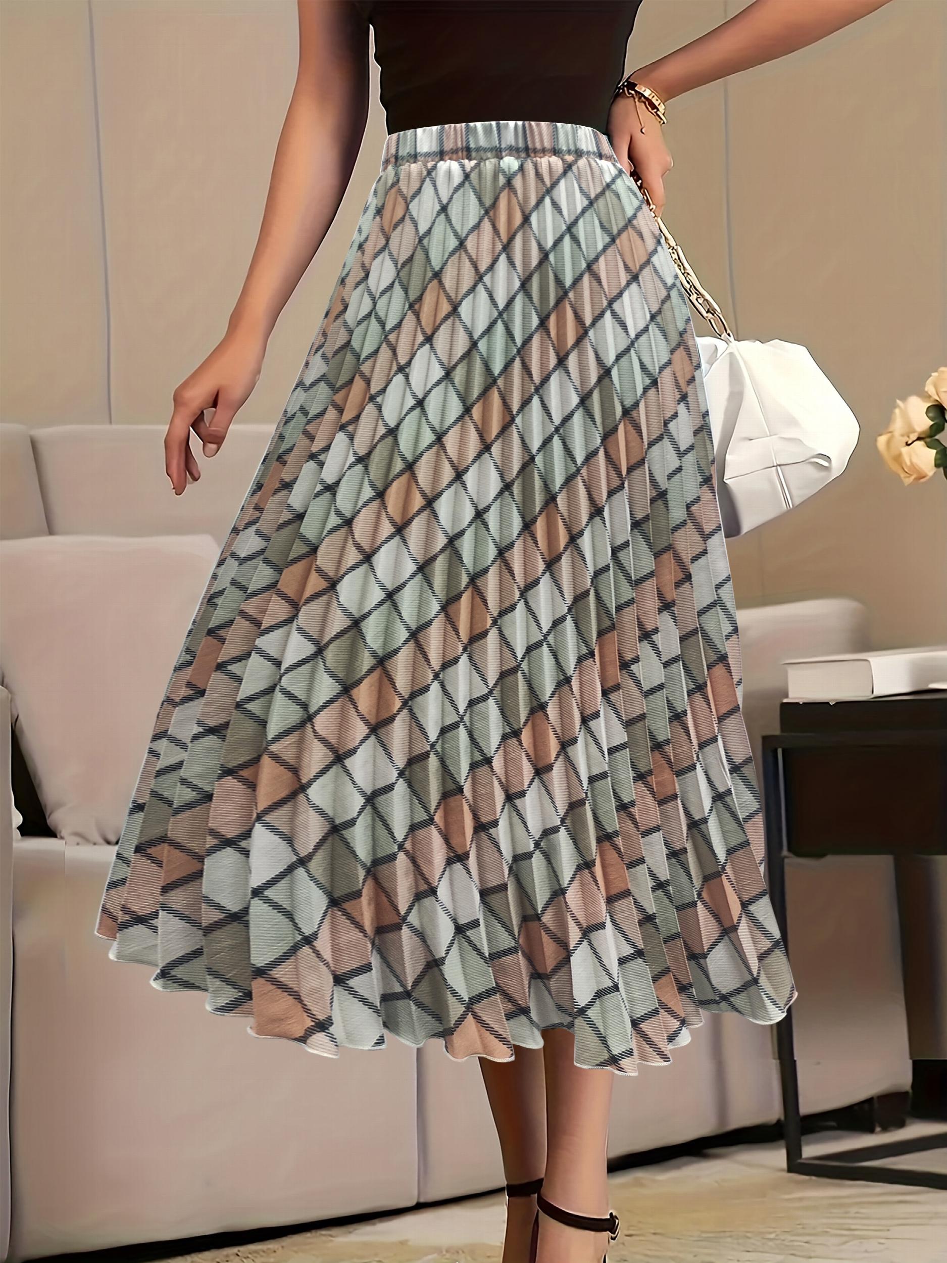 Casual Skirt Women's Plus Argyle Print Maxi Skirt