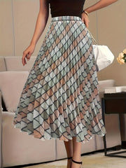 Casual Skirt Women's Plus Argyle Print Maxi Skirt
