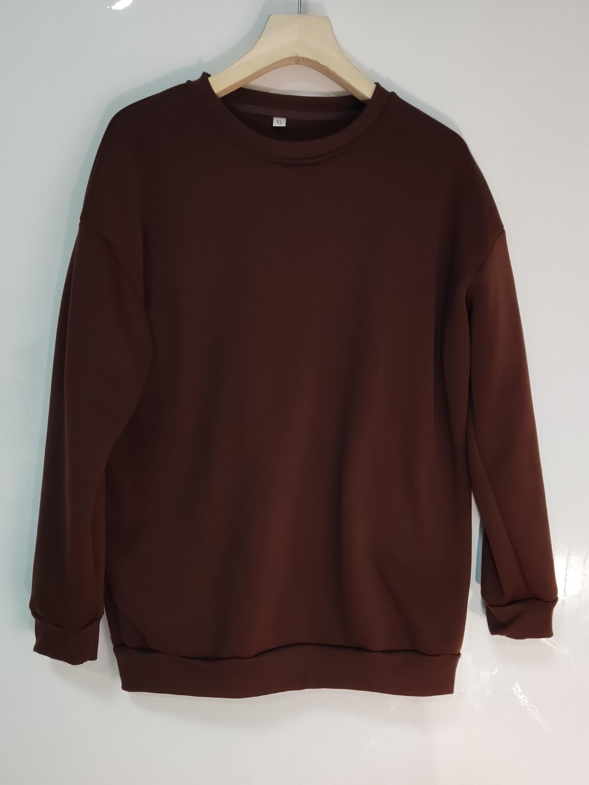 Women's Solid Crew Neck Sweatshirt for Spring & Fall
