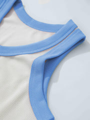 Women's Sports Tank Top Contrast Binding Casual Sleeveless Top
