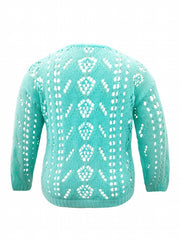 Casual Cardigan Hollow Out Long Sleeve Button Up