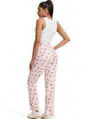 Butterfly Print Pink Straight Leg Jeans
