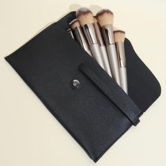 Makeup Brush Bag Portable Travel PU Leather Clutch Makeup Bag
