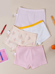 4pcs Girl's Unicorn Printed Cotton Square Pants Underwear