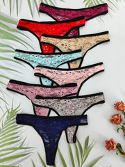 8pcs Floral Lace Thongs Soft & Comfy Intimates Panties Women's Lingerie