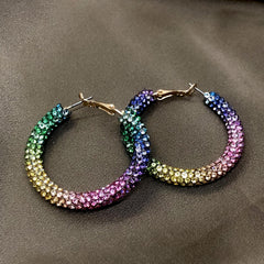 Colorful Rhinestone Hoop Earrings