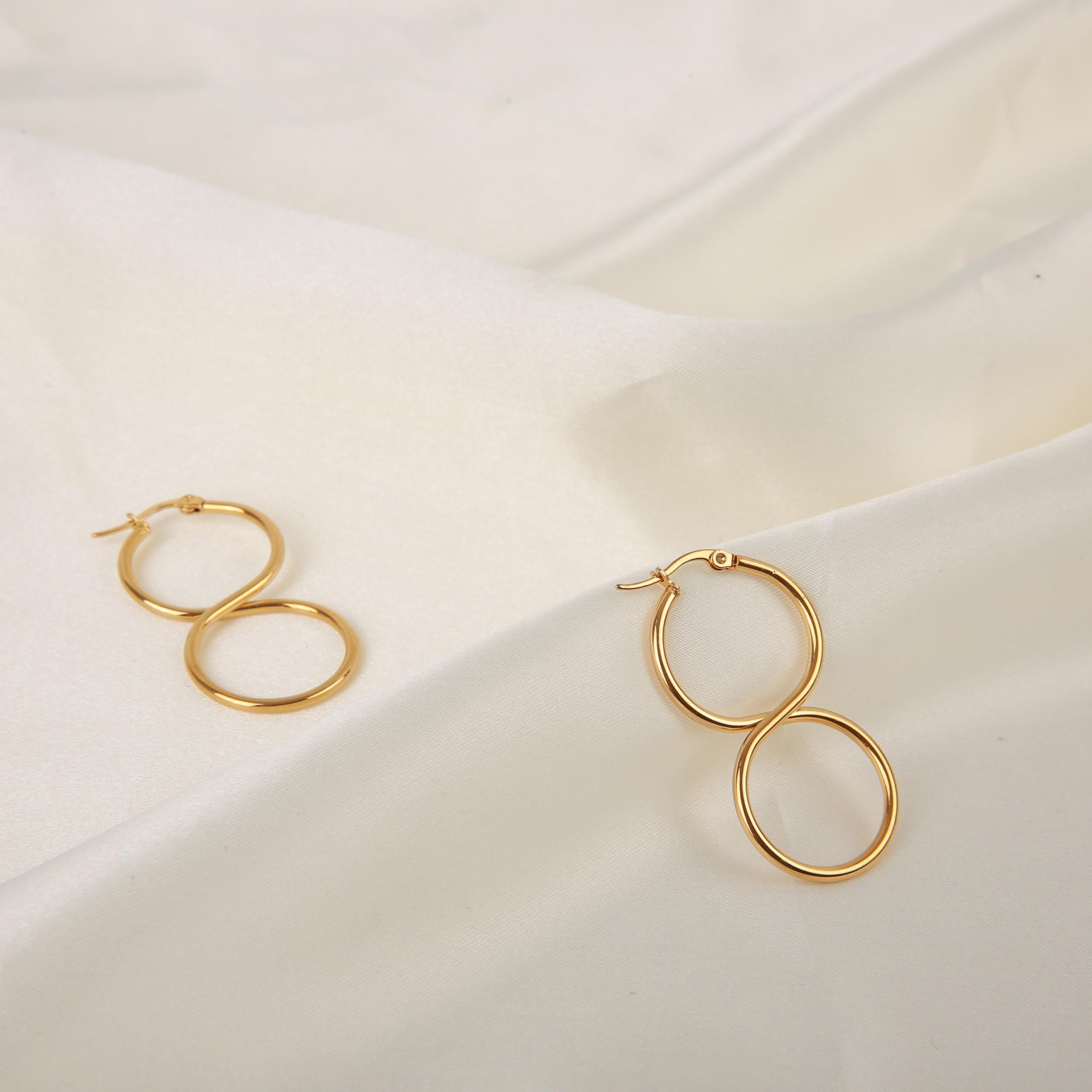 Y2K Rock Stainless Steel Infinity Symbol Hoop Earrings Set for Girls