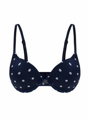 2pcs Polka Dot & Solid Push Up Bras Comfy & Breathable Women's Lingerie