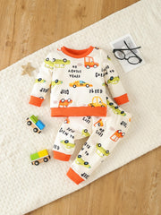 Baby Boy Pajama Set Cartoon Graphic Pullover Pants Set