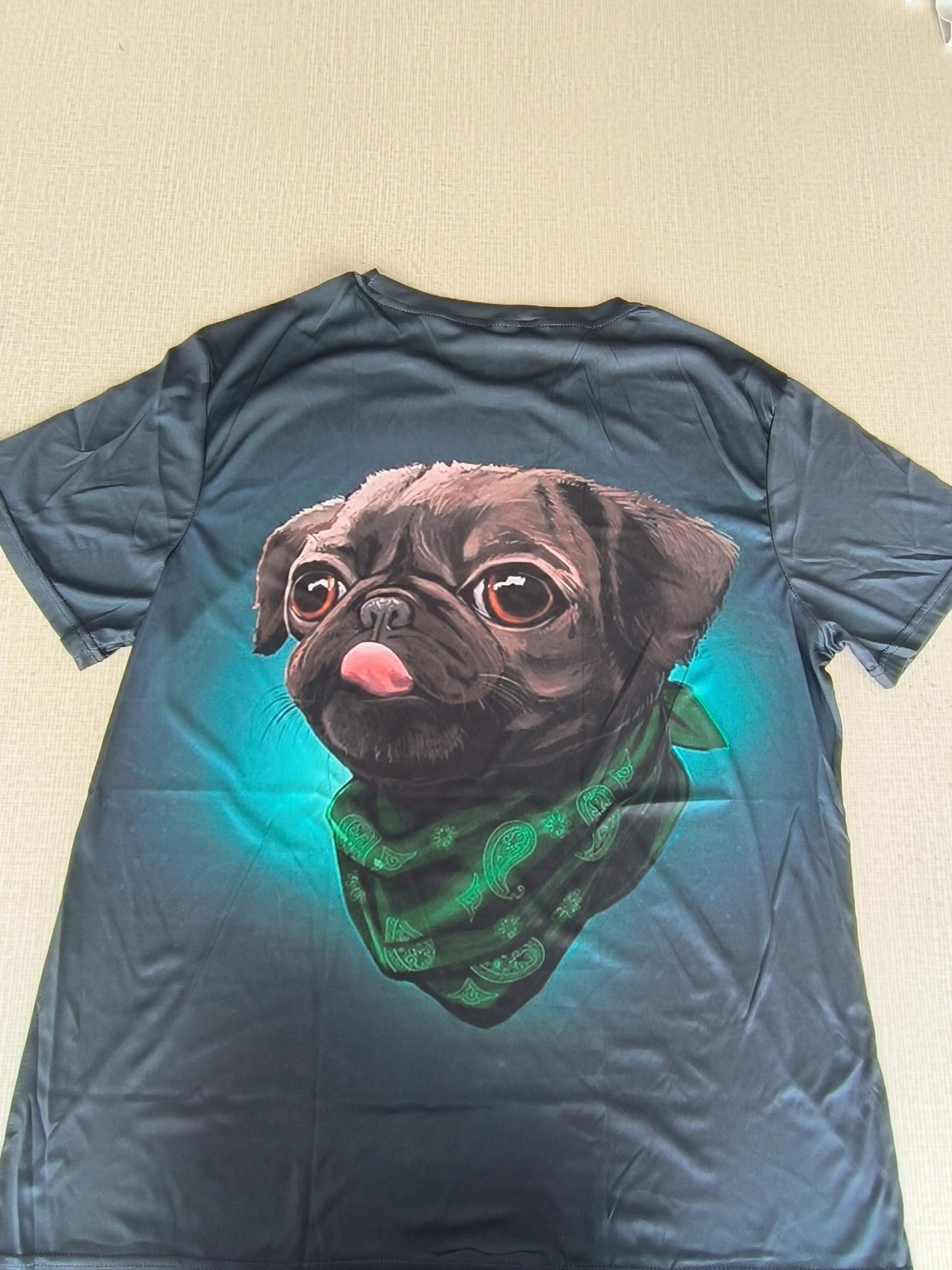 Men's 3D Pug Print T shirt Casual Comfy Mid Stretch Crew Neck Tee