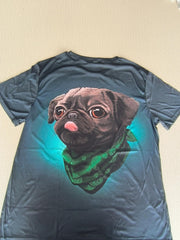 Men's 3D Pug Print T shirt Casual Comfy Mid Stretch Crew Neck Tee