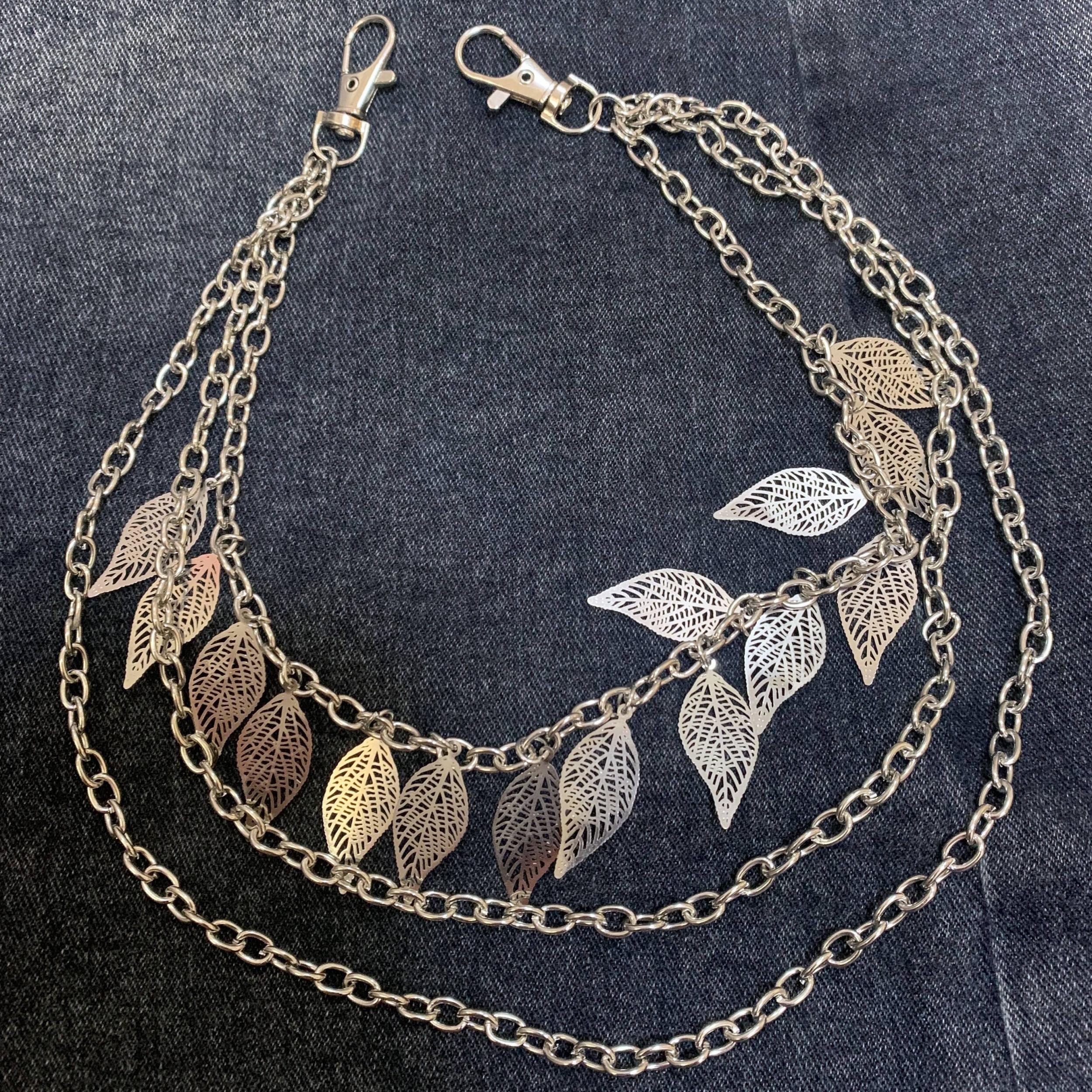 Leaf Charm Pendant Layered Pant Chain Waist Chain