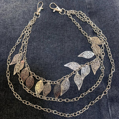 Leaf Charm Pendant Layered Pant Chain Waist Chain