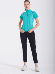 Quick Dry Mock Neck Zip Up Sports Shirt Women's Summer Top