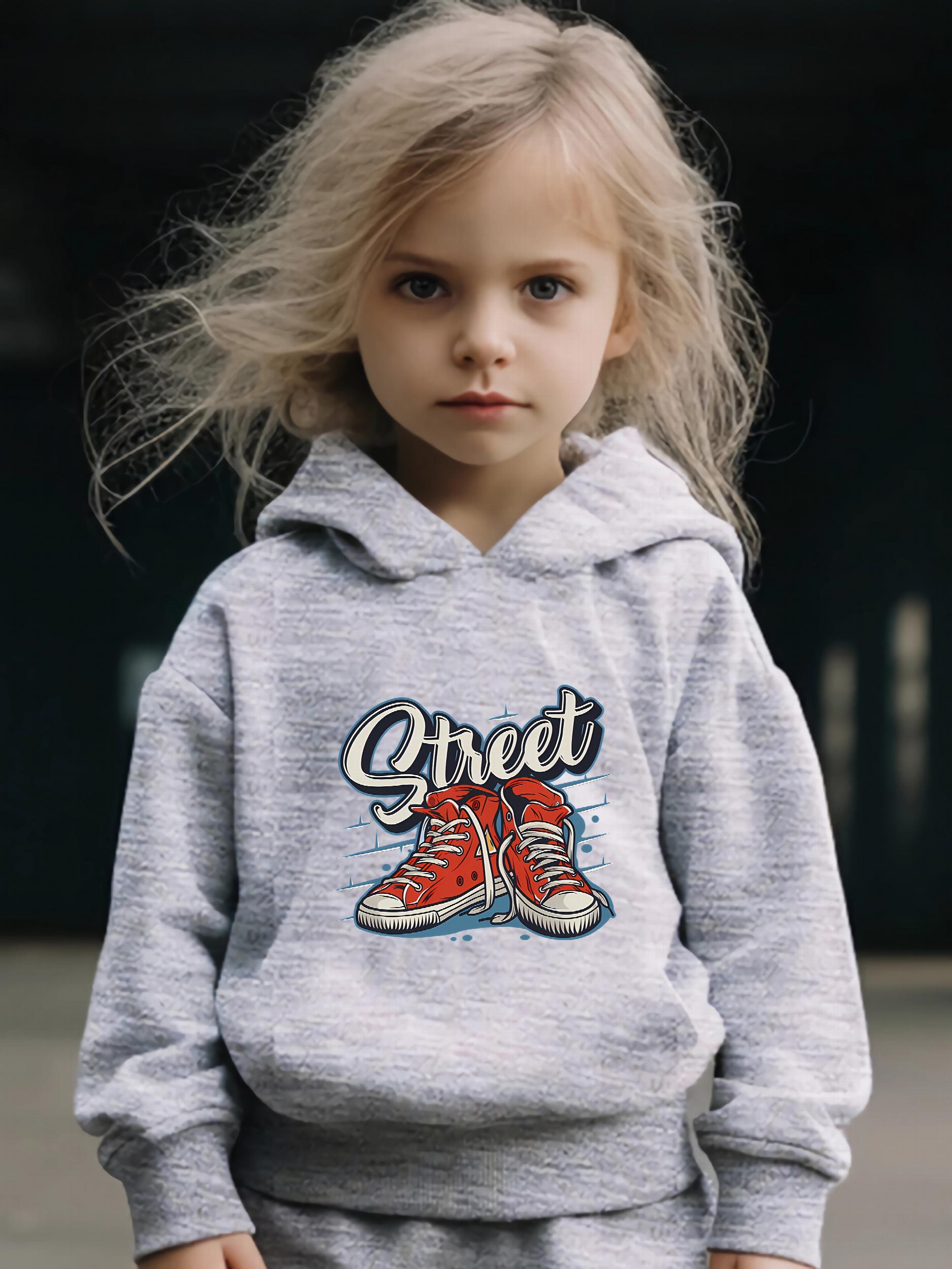 2pcs Shoes Print Girls Hoodies Jogger Set For Sports