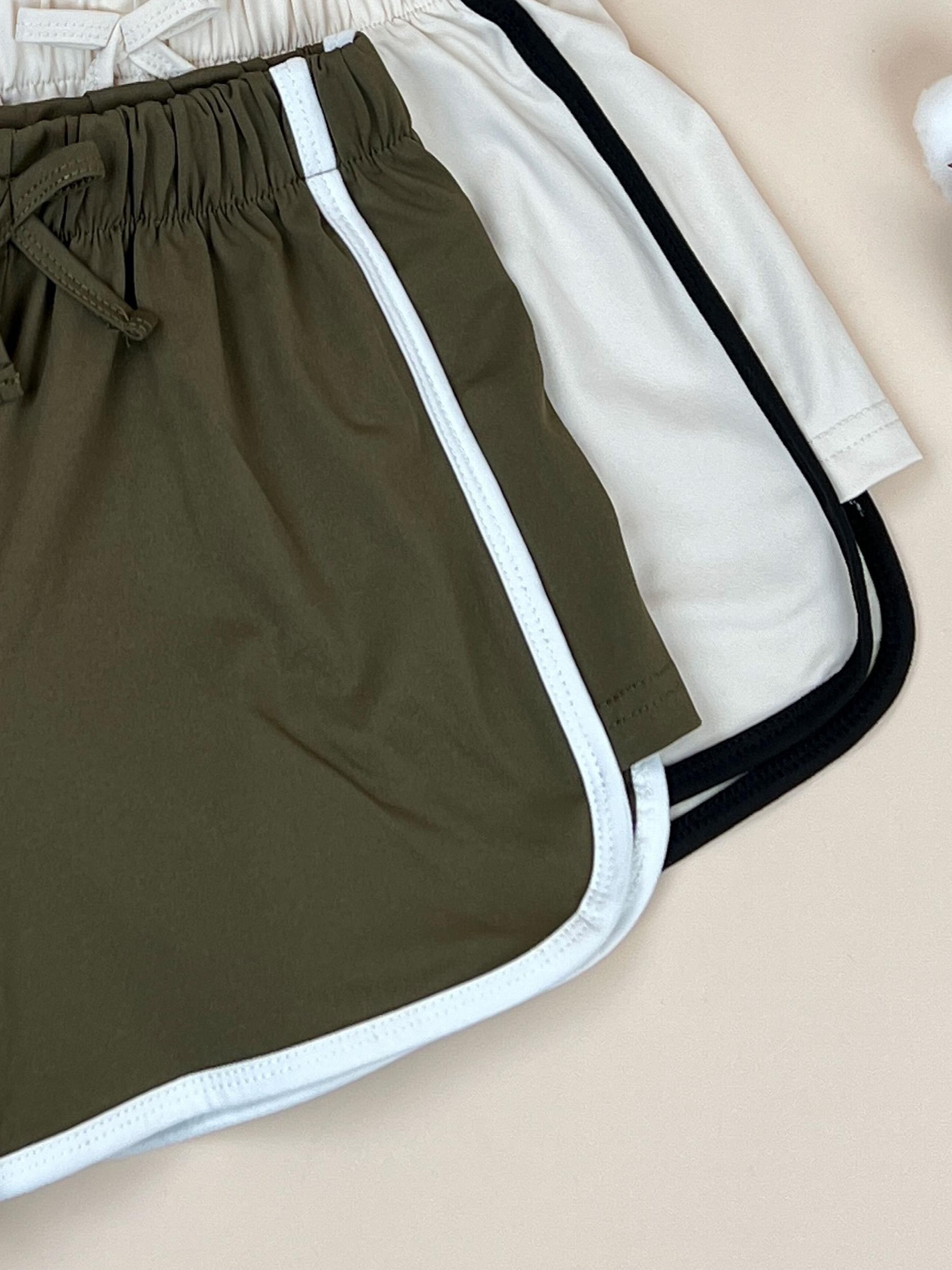 Girls Stripe Waist Bow Casual Sports Shorts Set