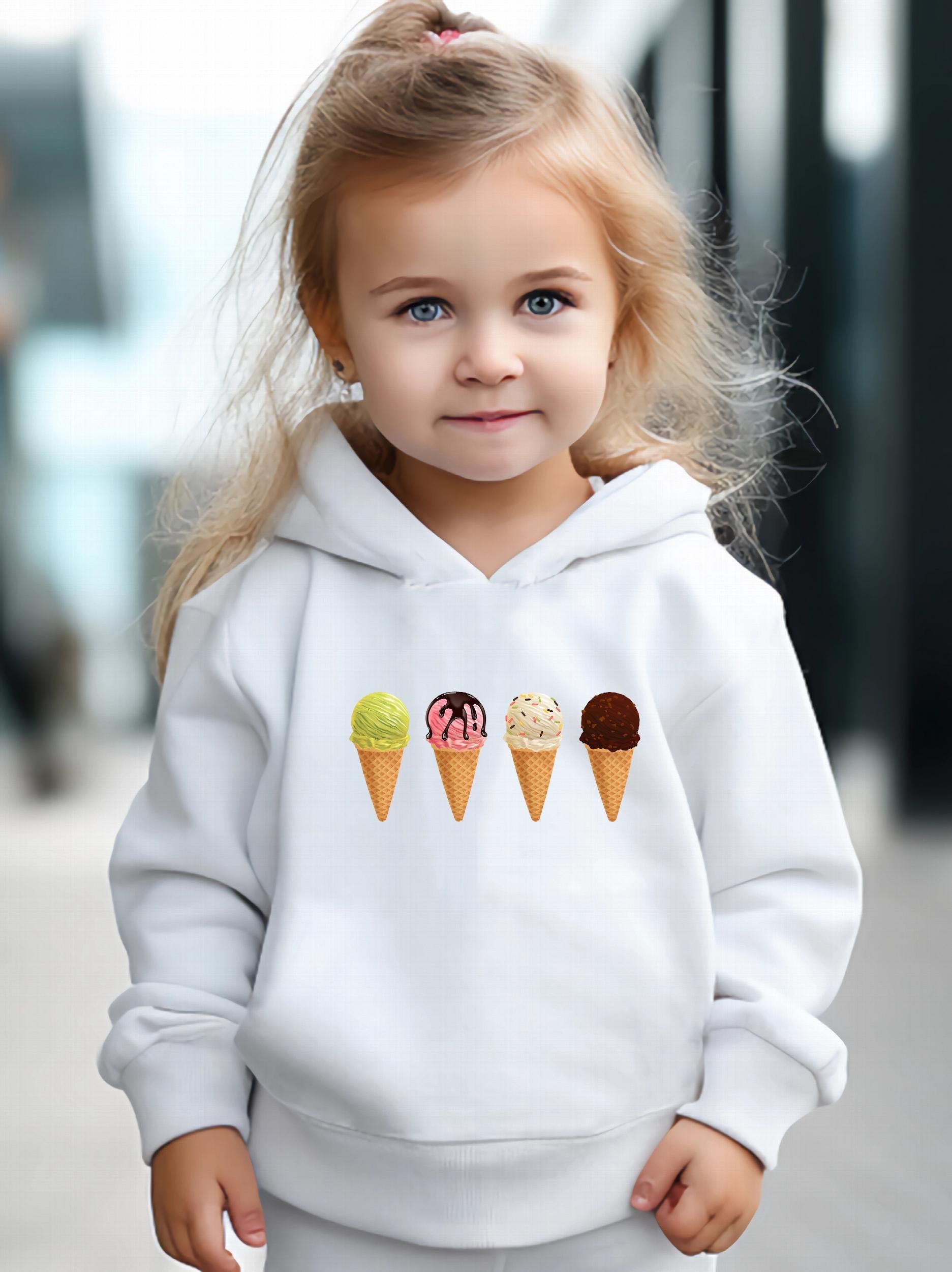 Ice Creams Print Girls Hoodies Jogger Pants Set Sports
