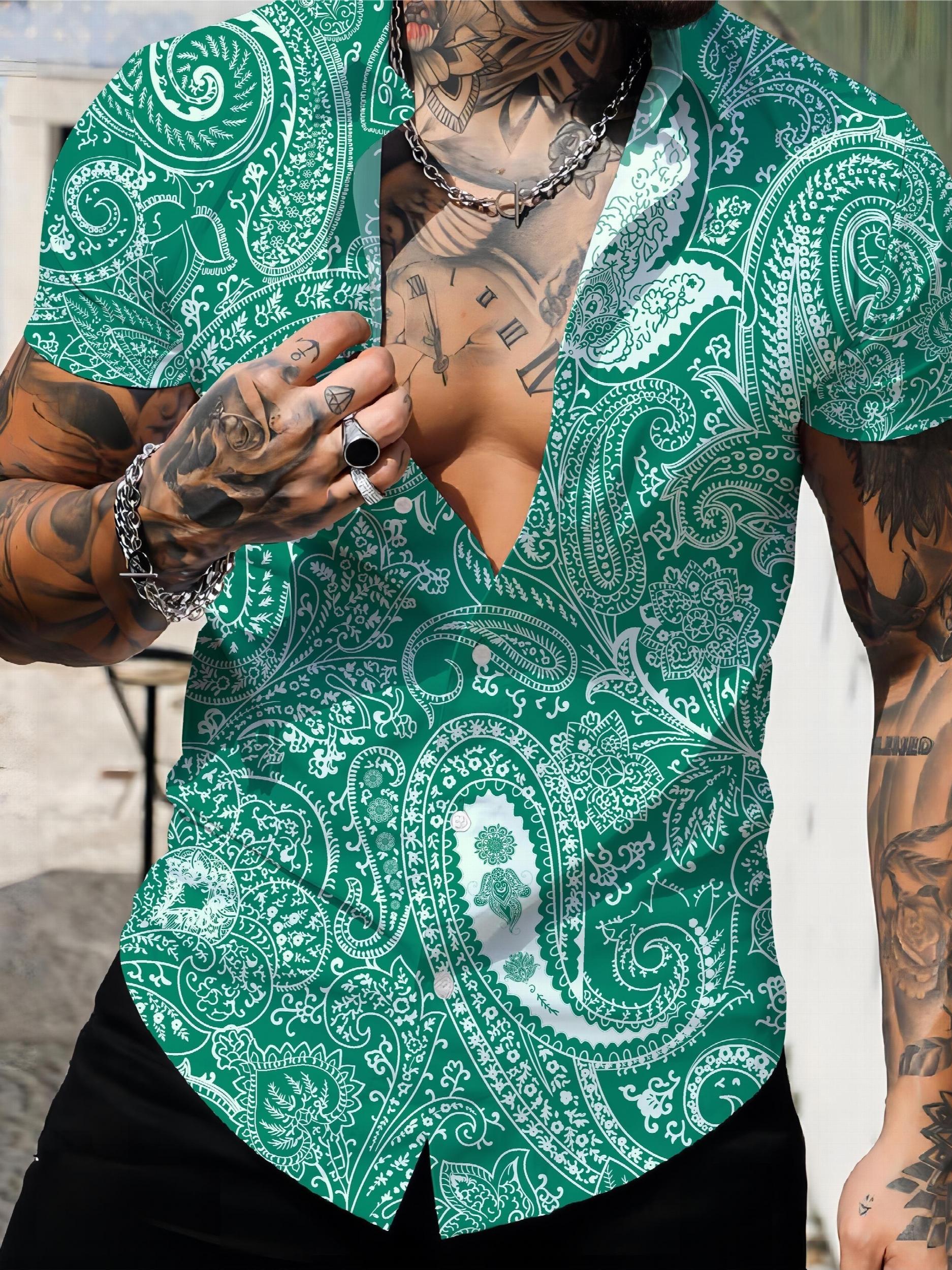 Paisley Pattern Men's Short Sleeve Shirt For Summer