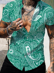 Paisley Pattern Men's Short Sleeve Shirt For Summer