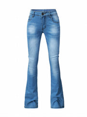 Water Ripple Embossed Flare Leg Jeans