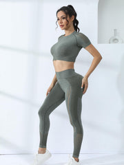 2pcs Workout Set Sports Top & Leggings Butt Lifting Activewear