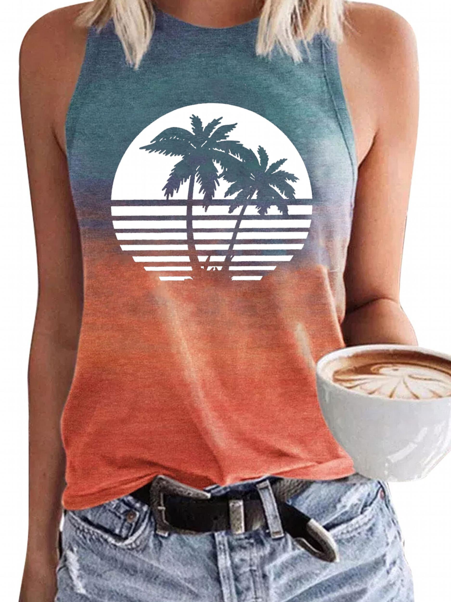 Graphic Print Sleeveless Tank Top Women's Clothing