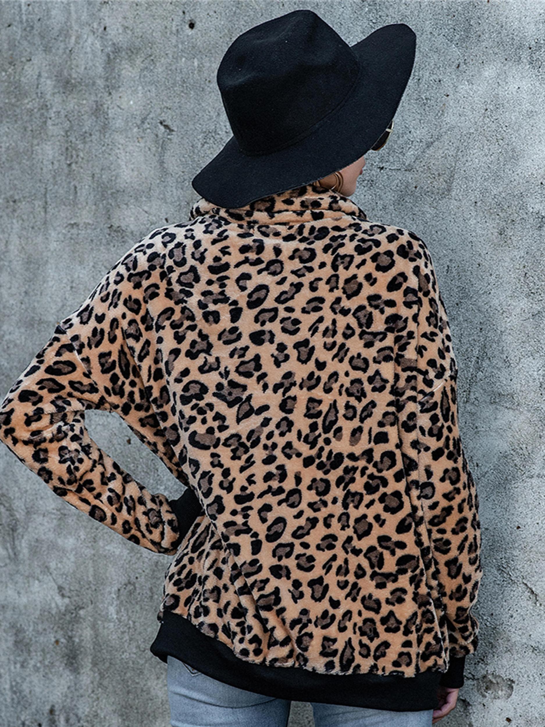Leopard Print Long Sleeve Pullover Women's Sweatshirt