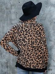Leopard Print Long Sleeve Pullover Women's Sweatshirt