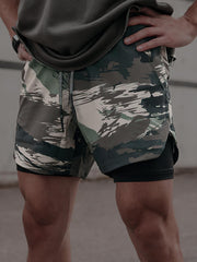 Double Layer Shorts Men's Stretch Sports Shorts For Gym Workout