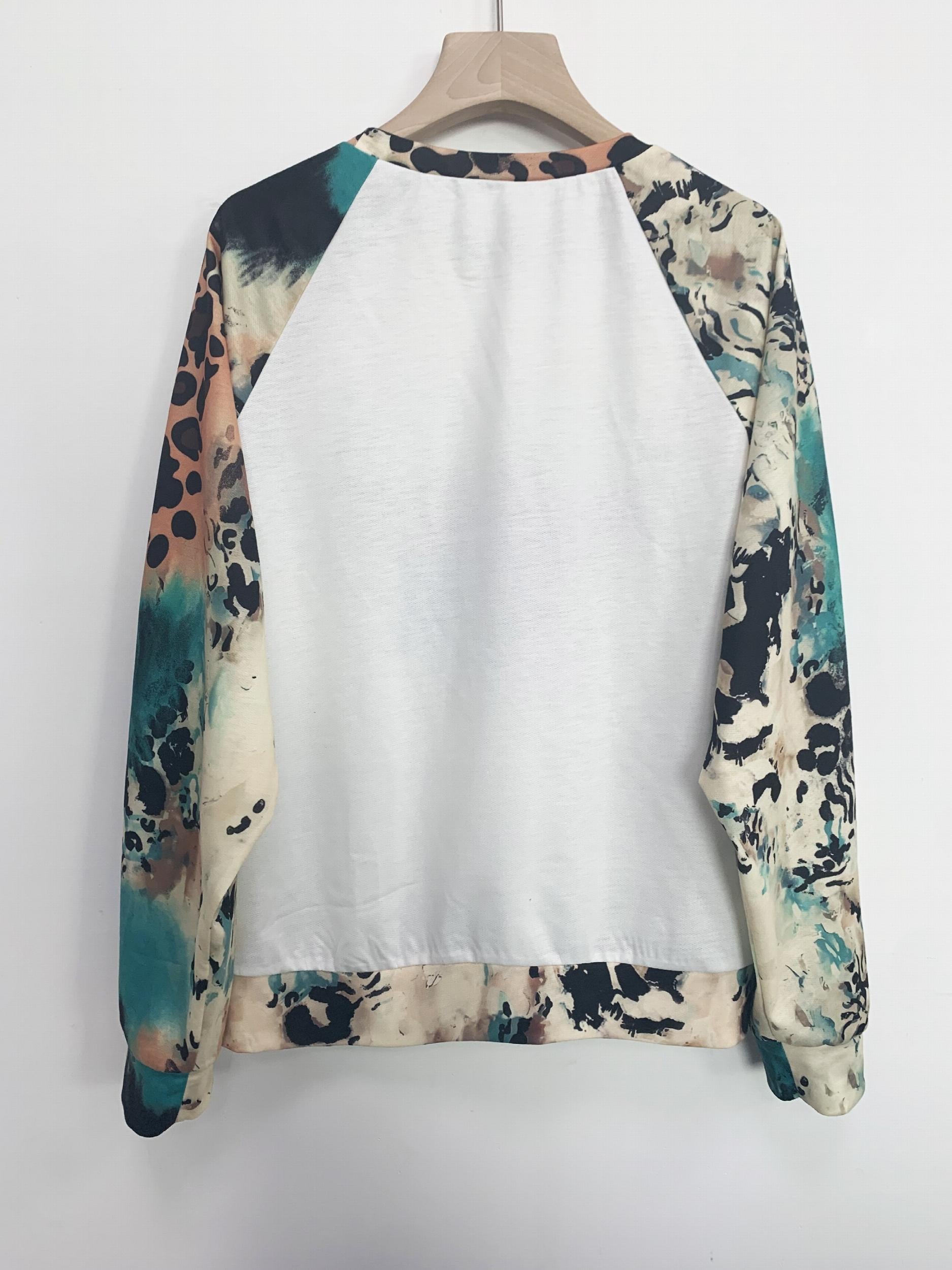 Horse & Letter Pattern Pullover Sweatshirt for Women
