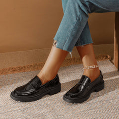 Women's Chunky Loafers Patent Leather Shoes