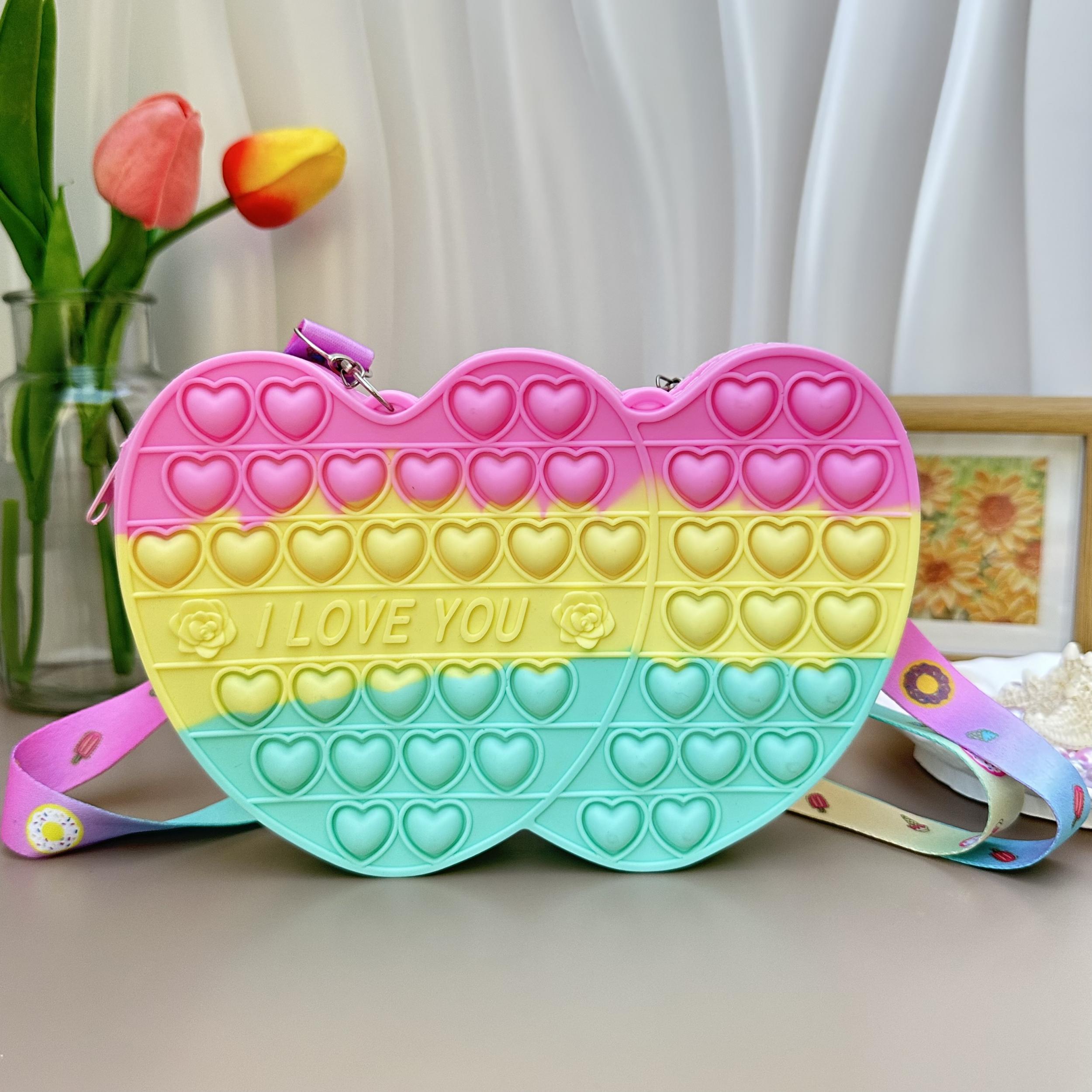 Heart Silicone Crossbody Bag Coin Purse Love Press Toy Girls