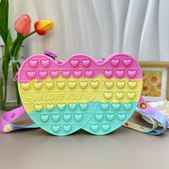 Heart Silicone Crossbody Bag Coin Purse Love Press Toy Girls