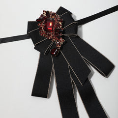 Red Crystal Decor Bow Tie Baroque Bowknot Necktie For Women
