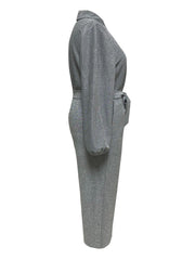 Colorblock Button Up Wide Leg Jumpsuit