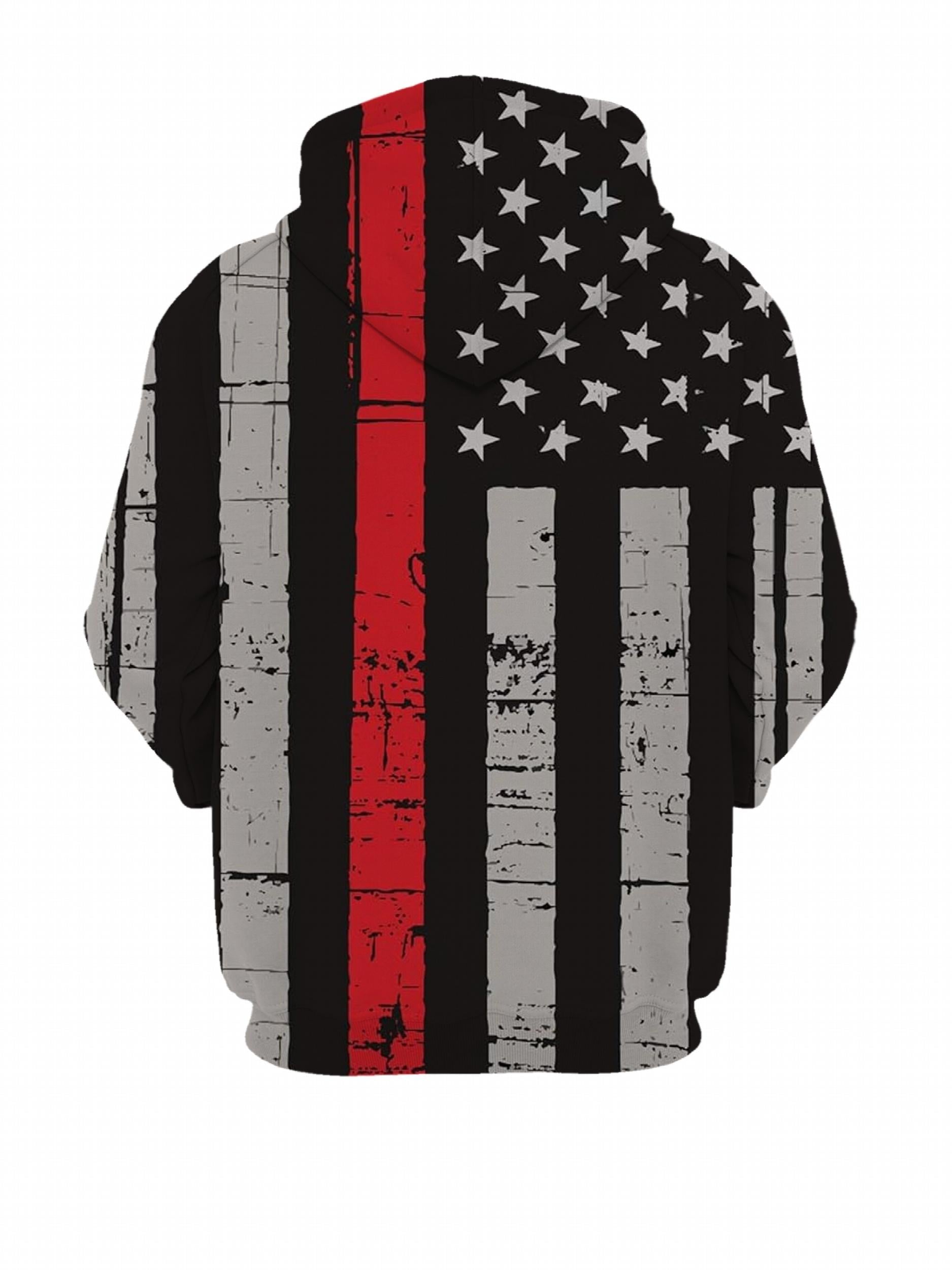 American Flag Print Hoodie Men's Casual Graphic Hooded Sweatshirt