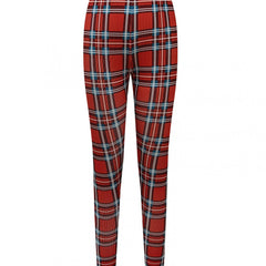 Plaid Print Block Yoga Pants High Stretch Leggings