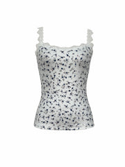 Floral Lace Strap Top Sexy Backless Cami for Women