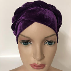Velvet Braided Turban Cap Head Wrap Elastic Bonnet Chemo Hats