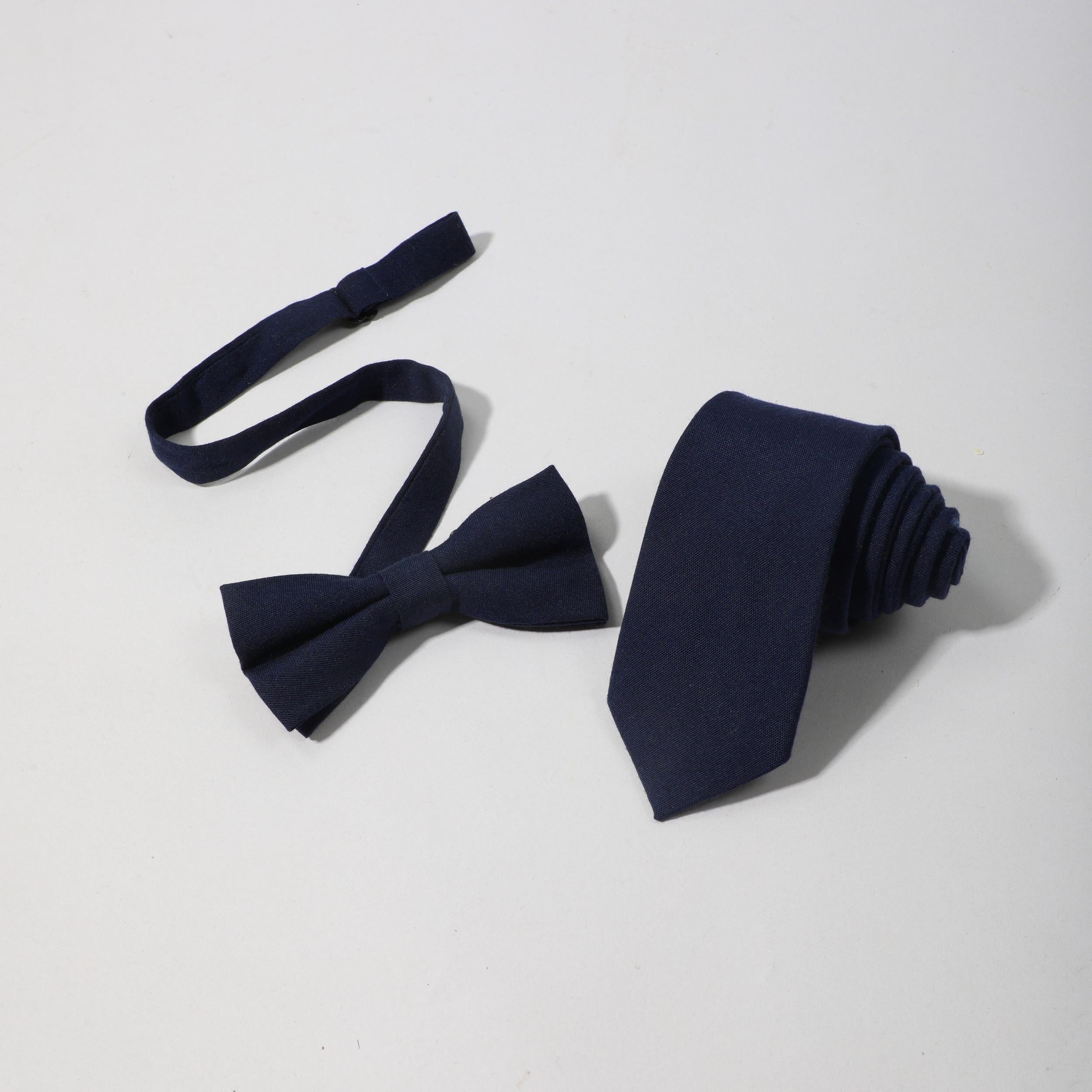Men's Solid Necktie Bow Tie Set For Business Wedding Party Wear