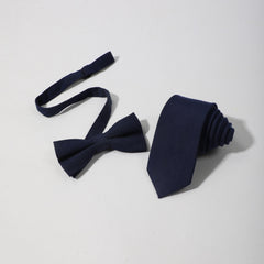 Men's Solid Necktie Bow Tie Set For Business Wedding Party Wear