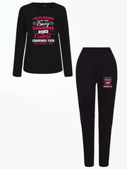 Slogan Print Long Sleeve Top & Leggings Outfits 2 Piece Set
