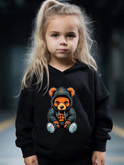 Bear Pattern Hooded Sweatshirt Girls Comfy Hoodies & Sweatpants