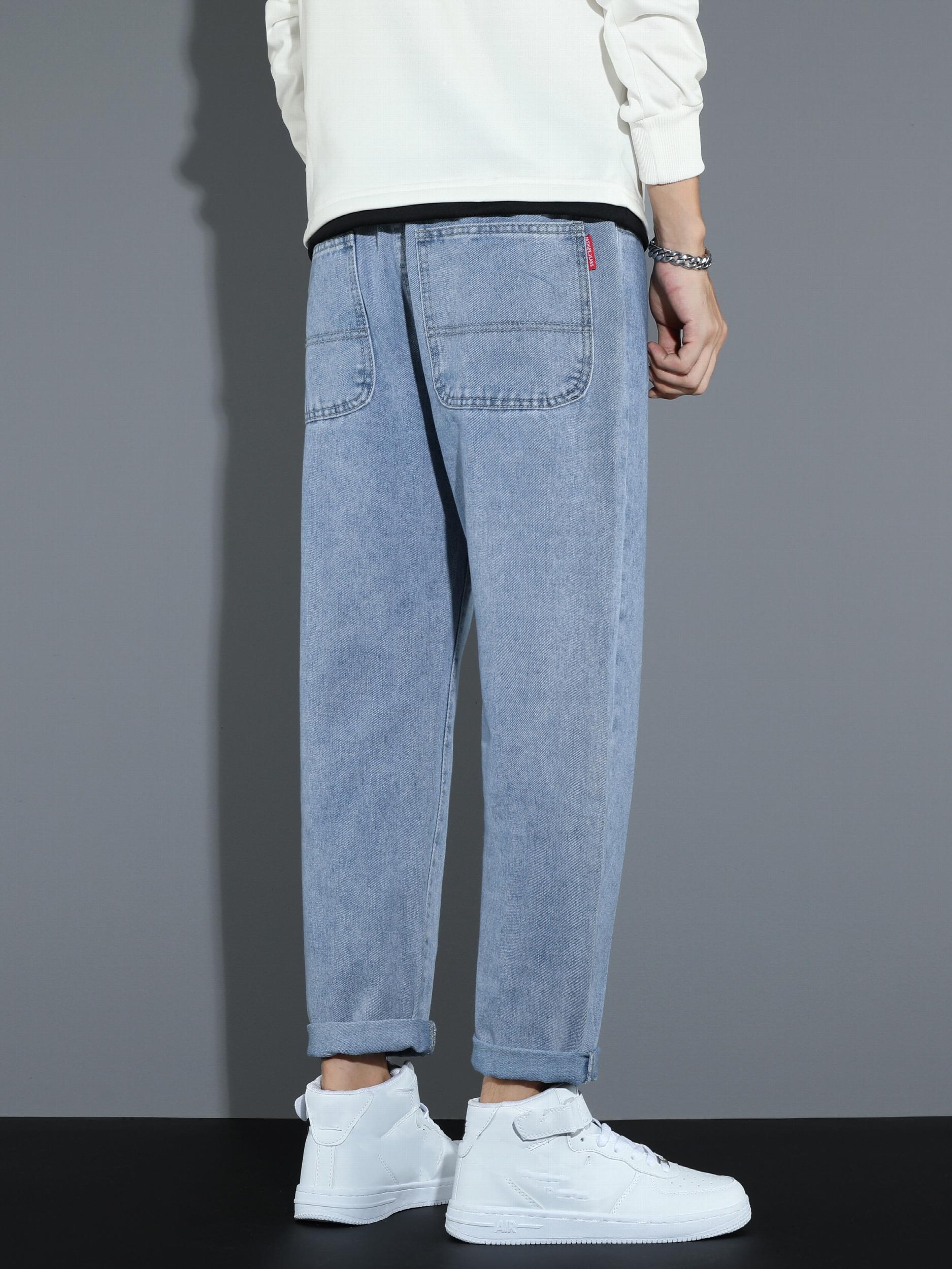 Men's Regular Elastic Waist Denim Jeans With Pockets
