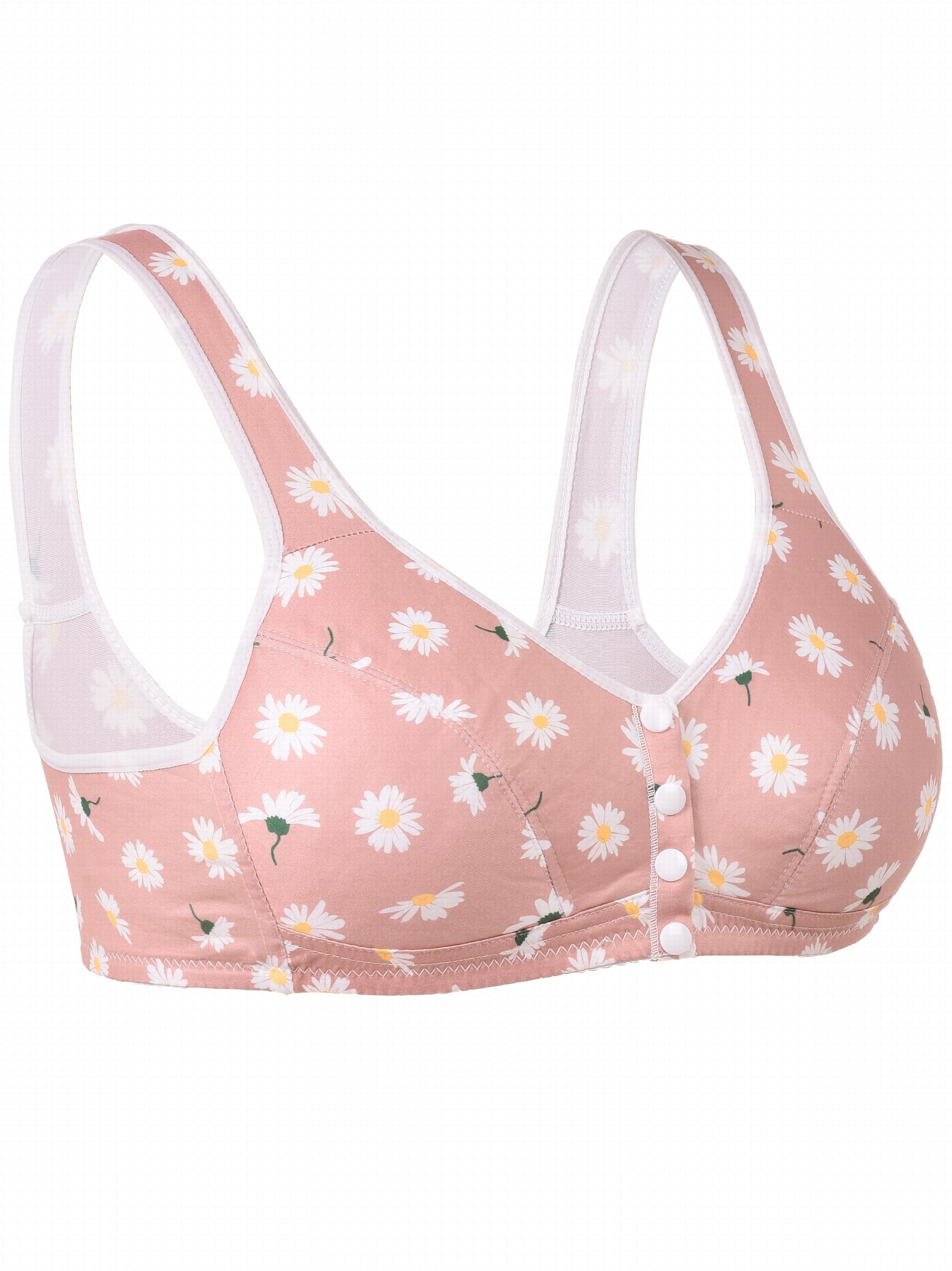 4 Pack Daisy Print Wireless Comfort Bra Set Plus Size