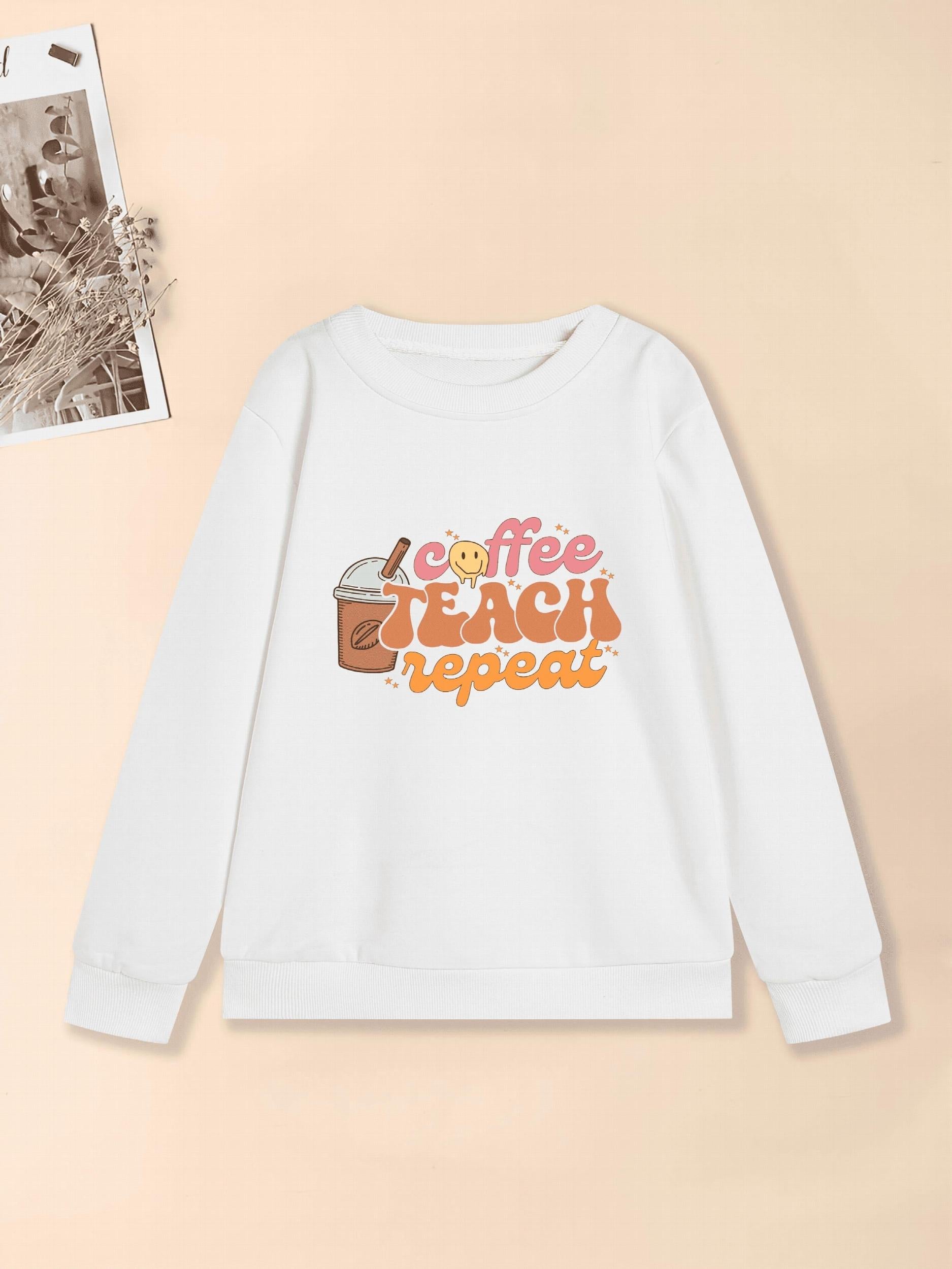 Girls' Coffee And Smile Graphic Sweatshirt