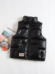 Kids Teens Metallic Heavy Weight Puffer Vest Windproof Padded Sleeveless Gilet