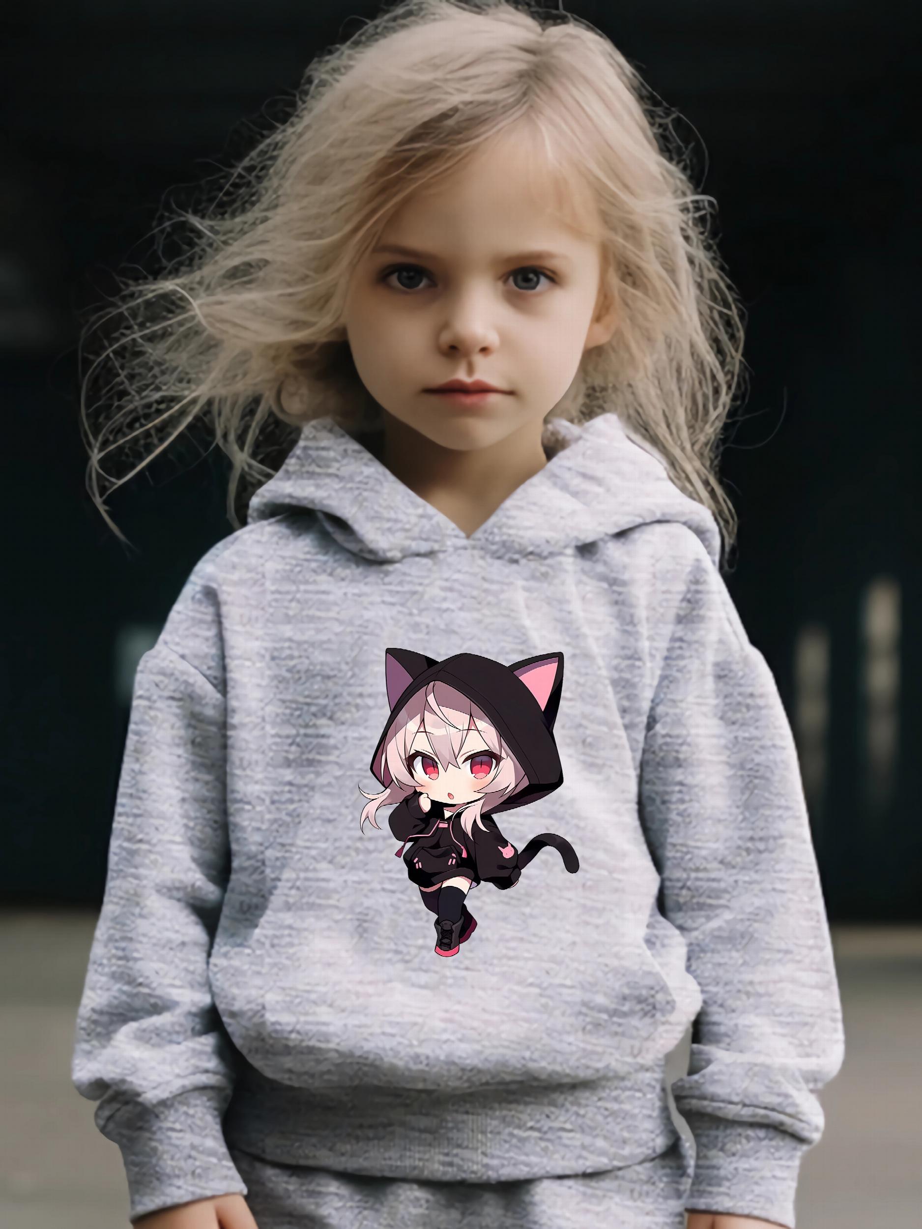 Anime Girl Pattern Long Sleeve Hooded Sweatshirt