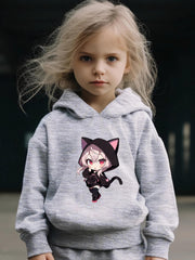 Anime Girl Pattern Long Sleeve Hooded Sweatshirt
