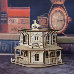 Cowboy Bar Wooden Jigsaw Puzzle 3D Wood Assembly Building